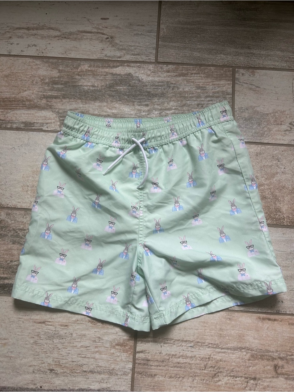 Janie & Jack Boys Bunny Print Swim Shorts (sz 10)